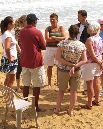 People regrouping on the beach